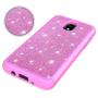 Galaxy J3 Achieve Case,Galaxy J3 2018/J3 Star/Express Prime3/Amp Prime3 Glitter Case,Luxury Glitter Sparkle Bling Case,Hybrid PC Silicone Faux Leather Cover,Dual Layer Armor Phone Case Pink