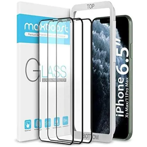 Maxboost (3 Pack) Edge-to-Edge Screen Protector for Apple iPhone 11 Pro Max and iPhone Xs Max (6.5") Full Framed Tempered Glass Screen Protector Compatible with iPhone Xs Max/11 Pro Max - 3 Pack Maxboost (3 Pack) Edge-to-Edge Screen Protector for Apple iPhone 11 Pro Max and iPhone Xs Max (6.5") Full Framed Tempered Glass Screen Protector Compatible with iPhone Xs Max/11 Pro Max - 3 Pack