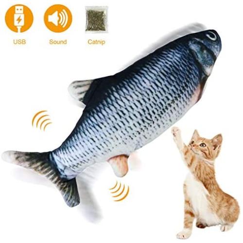 BEELIKE Cat Toy Moving Fish Electric Cat Kicker Toy Realistic Flopping Fish Simulation Wiggle Fish Catnip Toys Motion Activated Kitten Toy Plush Interactive Cat Toys Kitty Toy for Cat Exercise