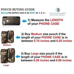 Military Grade Cell Phone Camo Case, Outdoor Carry Pouch Belt Clip Compatible w/ [iPhone 6 6S 7 8 X XR XS (4.7)] Galaxy S20 Kyocera DuraForce rugged Canvas Holster Fits Phone w/ THICK CASE (Medium)