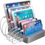 Hercules Tuff Charging Station for Multiple Devices - 6 Short Mixed Cables Included for Cell Phones, Smart Phones, Tablets, and Other Electronics - Multi Charger Organizer Docking Station