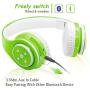 Kids Headphones Bluetooth Wireless 85db Volume Limited Childrens Headset, up to 6-8 Hours Play, Stereo Sound, SD Card Slot, Over-Ear and Build-in Mic Wireless/Wired Headphones for Boys Girls(Green)