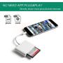 DenicMic SD CF Card Reader for iPhone iPad SD CF TF Memory Card Reader Adapter Digital Camera Reader Trail Game Camera Viewer for iPhone 11/X/8 Plus/8/7 Plus/7/6s, iPad Mini/Air, No App Required