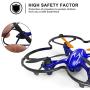 SKYKING F035 Mini Drone with 480p Camera for Kids, RC Quadcopter Pocket Beginners Drone with 2.4 GHz 4CH 6-Axis Gyro/Altitude Hold/3D Flips/One-Key Return/Headless Mode (Blue)