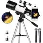 Telescope for Kids& Beginners, 70mm Aperture 300mm Astronomical Refractor Telescope, Tripod& Finder Scope- Portable Travel Telescope with Smartphone Adapter and Wireless Remote