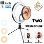 LED Ring Light with Tripod Stand 10" for Video and Lighted Makeup Mirror Cell Phone Holder Desktop LED Lamp with 3 Light Modes - Lighted Vanity Makeup Mirror; 5X Magnification(Metal Mirror)