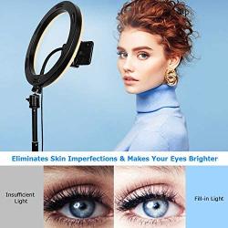 10&quotRing Light with Stand for iPhone,Phone Tripod Stand with Wireless Remote and Selfie Light Ring for Video Recording,Youtube,Makeup,Live Streaming, 64" Extendable Compatible with iPhone Android