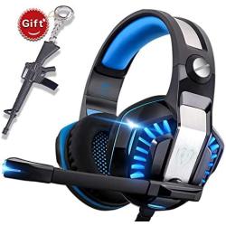 Gaming Headset for Xbox One,PS4,PC,Laptop,Tablet with Mic,Pro Over Ear Headphones,Two Free 3.5mm Y Splitter,Noise Canceling,USB Led Light,Stereo Bass Surround for Kids,Mac,Smartphones