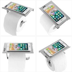 Toilet Paper Holder, SUS304 Stainless Steel Toilet Paper Holder with Phone Shelf for Mobile Phone, Wall Mounted Bathroom Tissue Holder for Smartphone