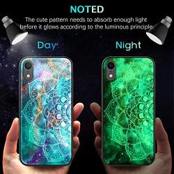 KANGYA iPhone XR Case, Slim Thin Hybrid Hard PC Soft Rubber Drop Protection Shockproof Bumper Glow in The Dark Anti-Scratches Non-Slip Phone Case Cover for 6.1 Inch iPhone XR 2018, Mandala in Galaxy