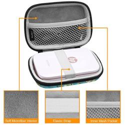 Fintie Carrying Case Compatible with HP Sprocket Photo Printer - Hard EVA Shockproof Storage Portable Travel Bag w/Inner Pocket, Removable Strap and Metal Hook (Blossom)