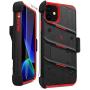 ZIZO Bolt Series iPhone 11 Case - Heavy-Duty Military-Grade Drop Protection w/Kickstand Included Belt Clip Holster Tempered Glass Lanyard - Black/Red
