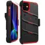 ZIZO Bolt Series iPhone 11 Case - Heavy-Duty Military-Grade Drop Protection w/Kickstand Included Belt Clip Holster Tempered Glass Lanyard - Black/Red