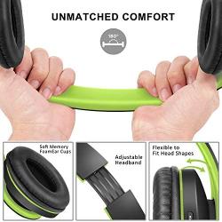 Bluetooth Headphones Over-Ear, Zihnic Foldable Wireless and Wired Stereo Headset Micro SD/TF, FM for Cell Phone,PC,Soft Earmuffs &Light Weight for Prolonged Waring(Black/Green)