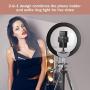 10" Selfie Ring Light with 50" Extendable Tripod Stand & Flexible Phone Holder for Live Stream/Makeup, UBeesize Mini Desktop Led Camera Ringlight for YouTube Video, Compatible with iPhone/Android