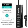 Car Charger Adapter, Jelly Comb 6 USB Multi Ports Car Charger, 65W Rapid Car Charger with Smart Identification for Cell Phones, Tablets and Other USB Devices