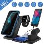 5 in 1 Wireless Charging Station for Apple Watch 5 Airpods Pro, Xperg Fast Wireless Charger Stand Dock Compatible with iPhone SE 11 Pro Max Xr X Xs Max/Samsung Note 10 S10 / Qi-Certified Phones