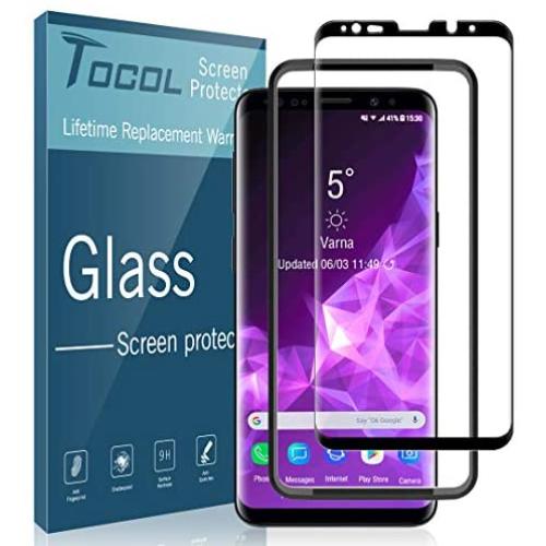 TOCOL for Samsung Galaxy S9 Plus Screen Protector, Tempered Glass 3D Curved Full Coverage (Easy Installation Tray) (Not for Galaxy S9)