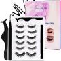 Paulinrise Magic Eyeliner and Eyelashes Kit - False Eyelashes and Eyeliner Kit for 3D Eyelashes Set - No Glue, Non-Magnetic Fake Eyelashes - Reusable Lashes - Upgrade 3.0, 6 Pairs