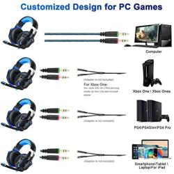 Water-chestnut Gaming Headset, Stereo Bass Noise Cancelling Over-Ear Headphone, with LED Light On It, USB Wired Gaming Headsets for A Variety of Games for PC, Computer, Mobile Phones