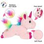 Little Jupiter Pet Plush Bag Purse Set with 18pc Removable Patch Set & Pink & Rainbow Details (Pink Unicorn) - Unicorn Stuffed Animals for Girls - Cute Unicorn Gifts - Cute Toy Plushies - Girls Toys