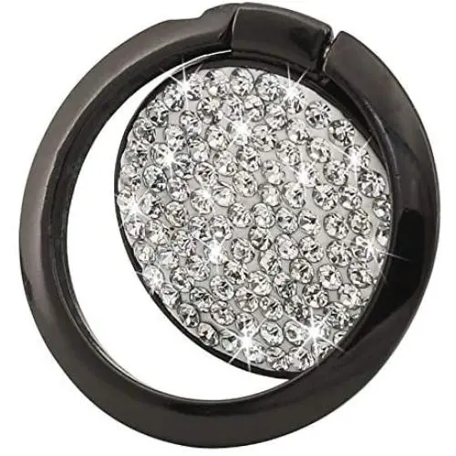 Cell Phone Finger Ring Holder, GREATQIQI Glitter Rhinestone Phone Kickstand, 360° Rotation Metal Ring Grip Stand for Phones and Tablets (Black) Cell Phone Finger Ring Holder, GREATQIQI Glitter Rhinestone Phone Kickstand, 360° Rotation Metal Ring Grip Stand for Phones and Tablets (Black)