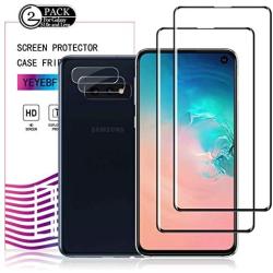 Galaxy S10e HD Clear Tempered Glass Screen Protector + Camera Lens Protectors by YEYEBF, [2+2 Pack] [Anti-Scratch] [9H Hardness] Full Coverage (Samsung Galaxy S10e)