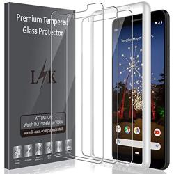 LK [3 Pack] Screen Protector for Google Pixel 3a XL, Tempered Glass [Frame-Installation] Case Friendly, 9H Hardness HD Clear, Bubble Free