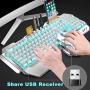 Wireless Keyboard and Mouse,Blue LED Backlit Rechargeable Keyboard Mouse with 3800mAh Battery Metal Panel,Removable Hand Rest Mechanical Feel Keyboard and 7 Color Gaming Mute Mouse for PC Gamers