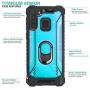 CasemartUSA Phone Case for [Samsung Galaxy A21], [Titanium Series][Blue] Aluminium Cover Full Rotating Metal Ring Holder Kickstand for Samsung Galaxy A21 (Verzion, Boost Mobile, T-Mobile, Metro)