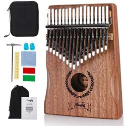 Mugig Kalimba 17 Keys with Tune Hammer, EVA Protective Box and Instruction, Portable Thumb Piano Mbira Sanza Mahogany Body Ore Metal Tines, Wood Finger Piano for Kids Adult Beginners