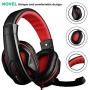 Gaming Headset,DLAND 3.5mm Wired Bass Stereo Noise Isolation Gaming Headphones with Mic for Laptop Computer, Cellphone, PS4 and so on- Volume Control (Black and Red)