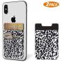 SHANSHUI Phone Wallet, 2 Pack Phone Stick On Wallet Card Holder Pocket Compatible with iPhone, Android and All Smartphones-White Cheetah
