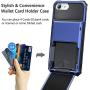 Vofolen for iPhone 6s Case iPhone 8 Wallet iPhone SE 2020 Case Credit Card Holder ID Slot Pocket Dual Layer Protective Bumper Rugged TPU Rubber Armor Hard Shell Cover for iPhone 6 6s 7 8 SE2 Navy Blue