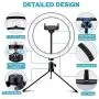 Selfie Ring Light with Stand and Phone Holder,10.2&quot Desktop Dimmable LED Circle Lights with Tripod, Bluetooth Remote Shutter Ringlight for Live Stream/Makeup/Reels/Likee/YouTube Video/Photography/Vlog