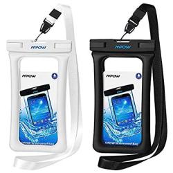 Mpow 084 Waterproof Phone Pouch Floating, IPX8 Universal Waterproof Case Underwater Dry Bag Compatible iPhone 11 Pro Max/XS Max/XR/X/8P/7P Galaxy S10/S9 Note 10/9 Google Pixel Up To 6.5" (Black+White)