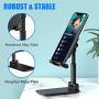 MARRRCH Adjustable Cell Phone Stand, Foldable Phone Stand for Desk,Phone Holder Compatible with All iPhone,Samsung Galaxy and All Other Smartphones. (Black)