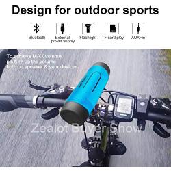 Bluetooth Bicycle Speaker Zealot S1 Bike Cycling Portable Speakers Waterproof, 4000mAh Power Bank, LED Light, TF Card Play, with Full Outdoor Accessories(Bike Mount, Carabiner.)(Blue)