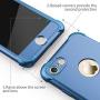 ORETECH iPhone 8 Case, iPhone 7 Case, with[2 x Tempered Glass Screen Protector] 360° Full Body Shockproof Protection Cover Ultra-Thin Hard PC + Soft Rubber Silicone for iPhone 7/8-4.7- Blue