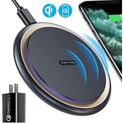 TORRAS Fast Wireless Charger, [Upgraded] Wireless Charger with 18W QC 3.0 Fast Charger,USB-C Qi Wireless Phone Charging Pad for iPhone SE/11/11 Pro/X/XS Max/XR/8 AirPods Pro,Samsung S20/S10/S10e/S9