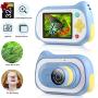 Kids Digital Camera,Koolertron Upgraded 15MP 4K Compact Starter Camera Mini Video Player Recorder & 200X Magnifier Digital Microscope 32GB TF Card for Children 3-10 Years Old Boys Girls