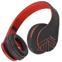 PowerLocus Bluetooth Over-Ear Headphones, Wireless Stereo Foldable Headphones Wireless and Wired Headsets with Built-in Mic, Micro SD/TF, FM for iPhone/Samsung/iPad/PC (Black/Red)