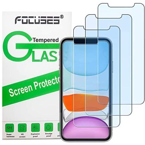 Focuses iPhone 11 Screen Protector, iPhone XR Screen Protector, Anti Blue Light Tempered Glass Film for Apple iPhone XR & iPhone 11,3-Pack