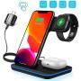 3 in 1 Wireless Charger, Upgraded Version Wireless Charging Station for Apple Watch 5/4/3/2/1 & AirPods,Wireless Charging Station 15W Qi Fast Charger for Airpods Pro iPhone 11/11 Pro Max/XR/XS/X/8/8P