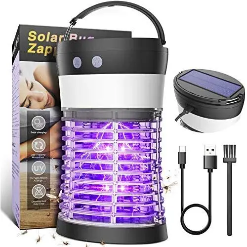 Bug Zapper, Electric Solar Mosquito Killer for Indoor & Outdoor, 3000V High Powered Pest Control Waterproof UV Mosquito Zapper,Rechargeable Insect Fly Trap for Home,Kitchen,Patio, Backyard,Camping Bug Zapper, Electric Solar Mosquito Killer for Indoor & Outdoor, 3000V High Powered Pest Control Waterproof UV Mosquito Zapper,Rechargeable Insect Fly Trap for Home,Kitchen,Patio, Backyard,Camping