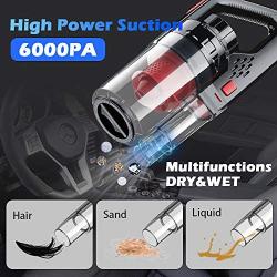 Car Vacuum Cleaner High Power 6000PA 150W Handheld Vacuum, Double Filtration Portable Handheld Car Vacuum, DC12V Corded Car Vacuum Wet Dry Use for Quick Cleaning