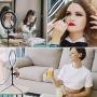Desk Ring Light with Stand and Phone Holder,10 Inch Halo Light Ring for Video Recording, Webcam, TIK Tok, Live Streaming, Vlog, Photography, Camera, Makeup