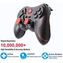 Mobile Gaming Controller T3 Wireless Game Controller Gamepad Bluetooth 3.0 Joystick Joystick for Mobile Phone Tablet TV Box Holder-Black with Stand-,