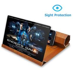 ORETECH Screen Magnifier, 12" Foldable Smart Phone Screen Amplifier Projector Movie Video Enlarger Wooden Phone Holder Stand with 3D Screen Magnifying Amplifying Glass for All Smart Phone Model