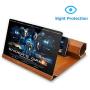 ORETECH Screen Magnifier, 12" Foldable Smart Phone Screen Amplifier Projector Movie Video Enlarger Wooden Phone Holder Stand with 3D Screen Magnifying Amplifying Glass for All Smart Phone Model